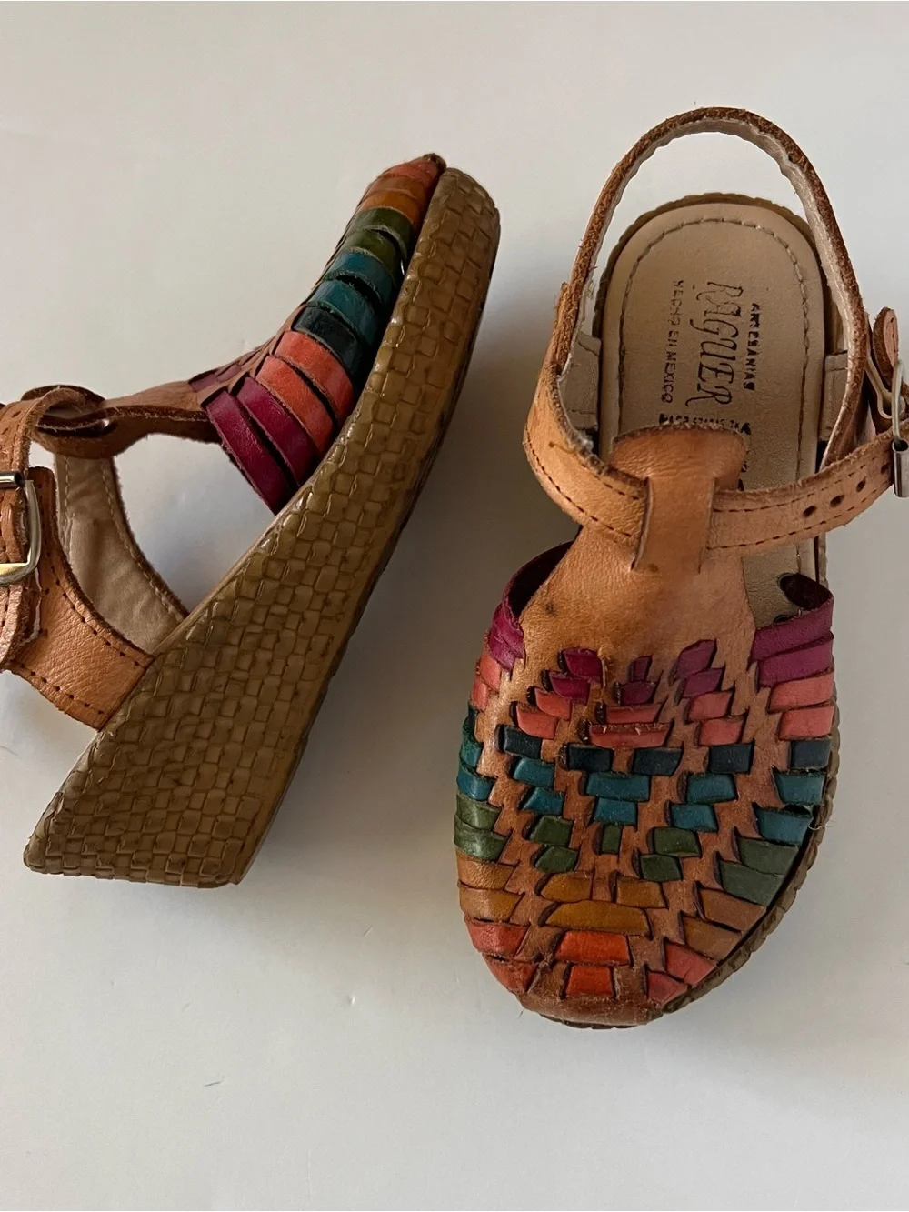 Artisan Multicolor Woven Leather Huarache Sandals for Kids